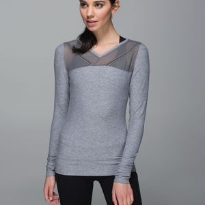 Lululemon Heathered Slate Just Breathe Long Sleeve Top